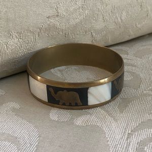 Vintage Elephant Bangle with Mother of Pearl